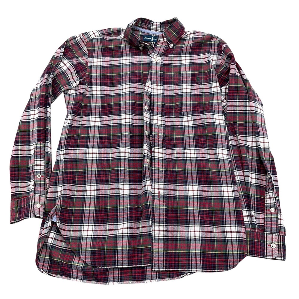 Ralph Lauren Shirt Mens Small Red Plaid Cotton Long Sleeve